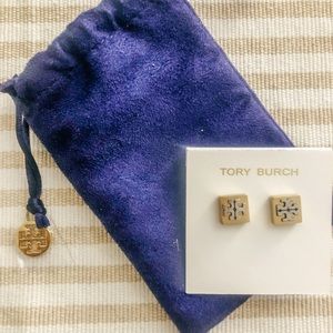 Tory Burch Block T Logo Stud Earrings